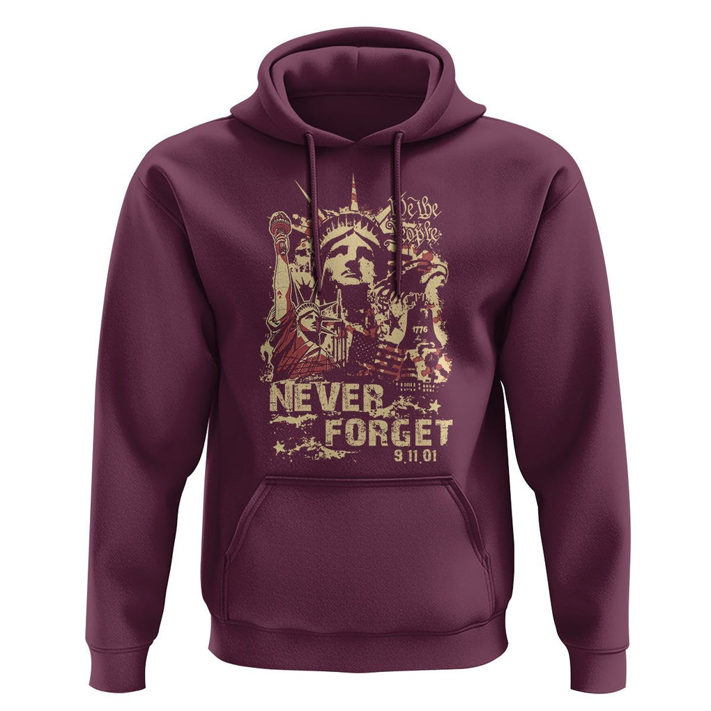 Patriot Day Hoodie We Will Never Forget American Memorial Patriotic TS02 Maroon Print Your Wear