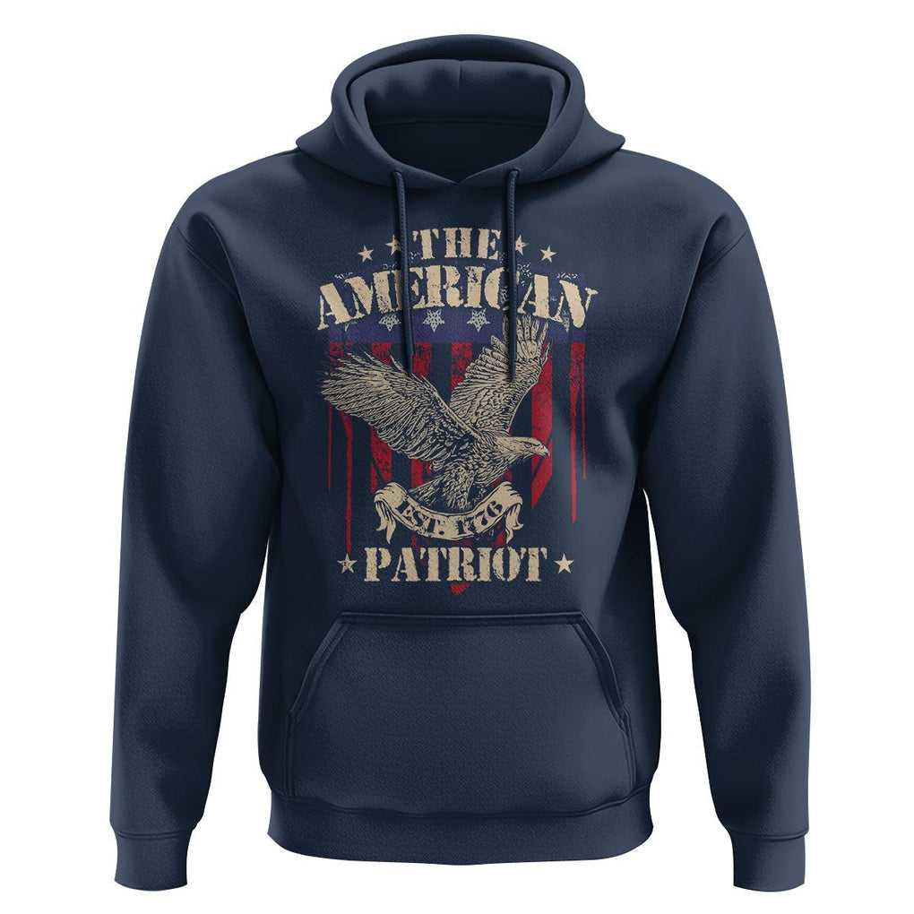 Patriotic Eagle Hoodie The American Patriot Est 1776 US Flag TS02 Navy Print Your Wear
