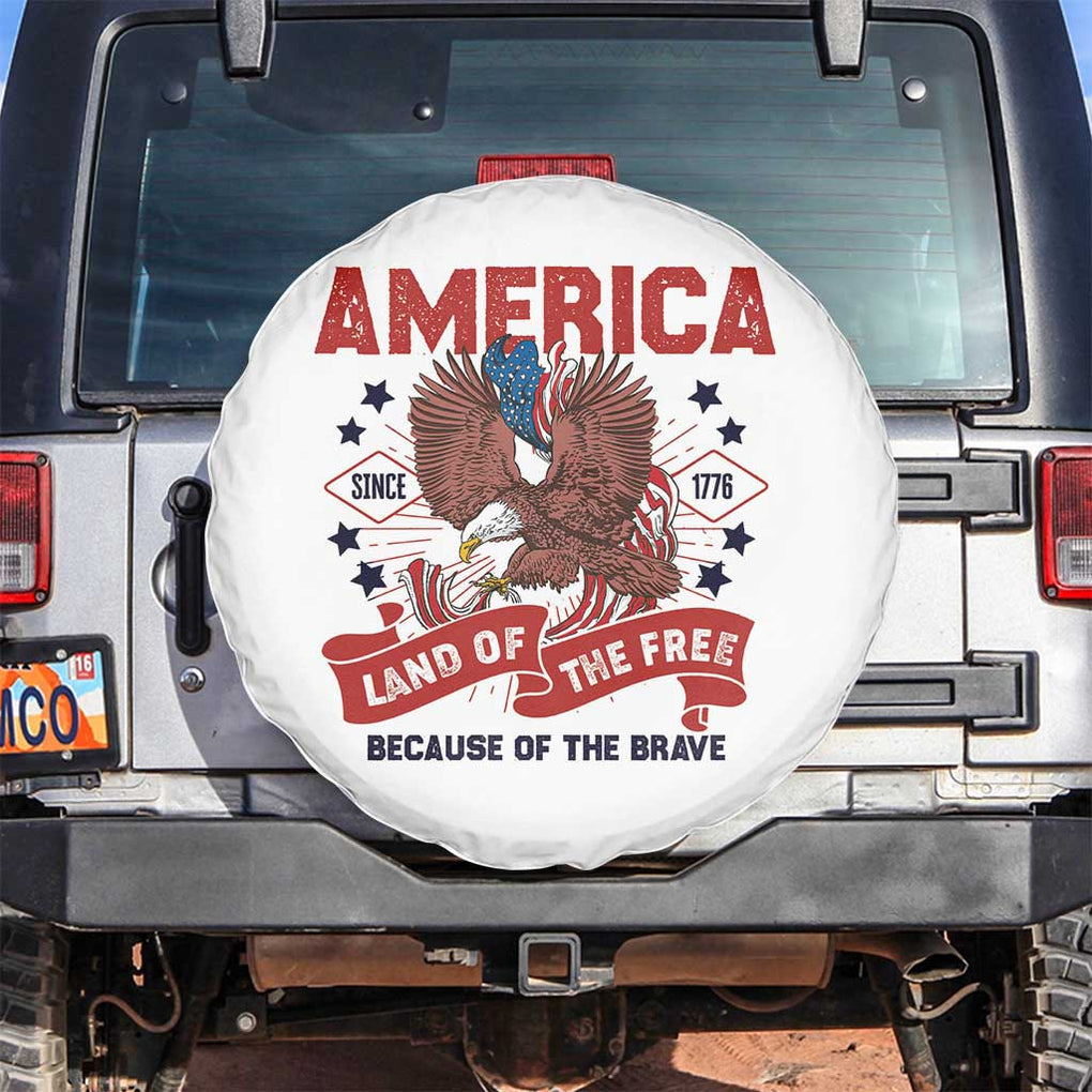 Patriotic American Eagle Spare Tire Cover Land Of The Free Because Of The Brave 1776 US Pride 4th of July TS02 No hole White Print Your Wear