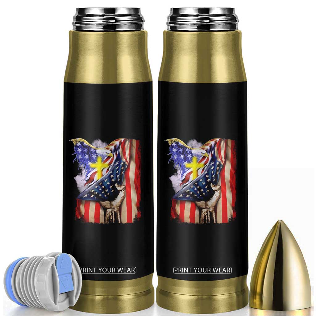 Patriotic American Eagle Bullet Tumbler US Flag Christian Cross One Nation Under God TS02 Black Print Your Wear