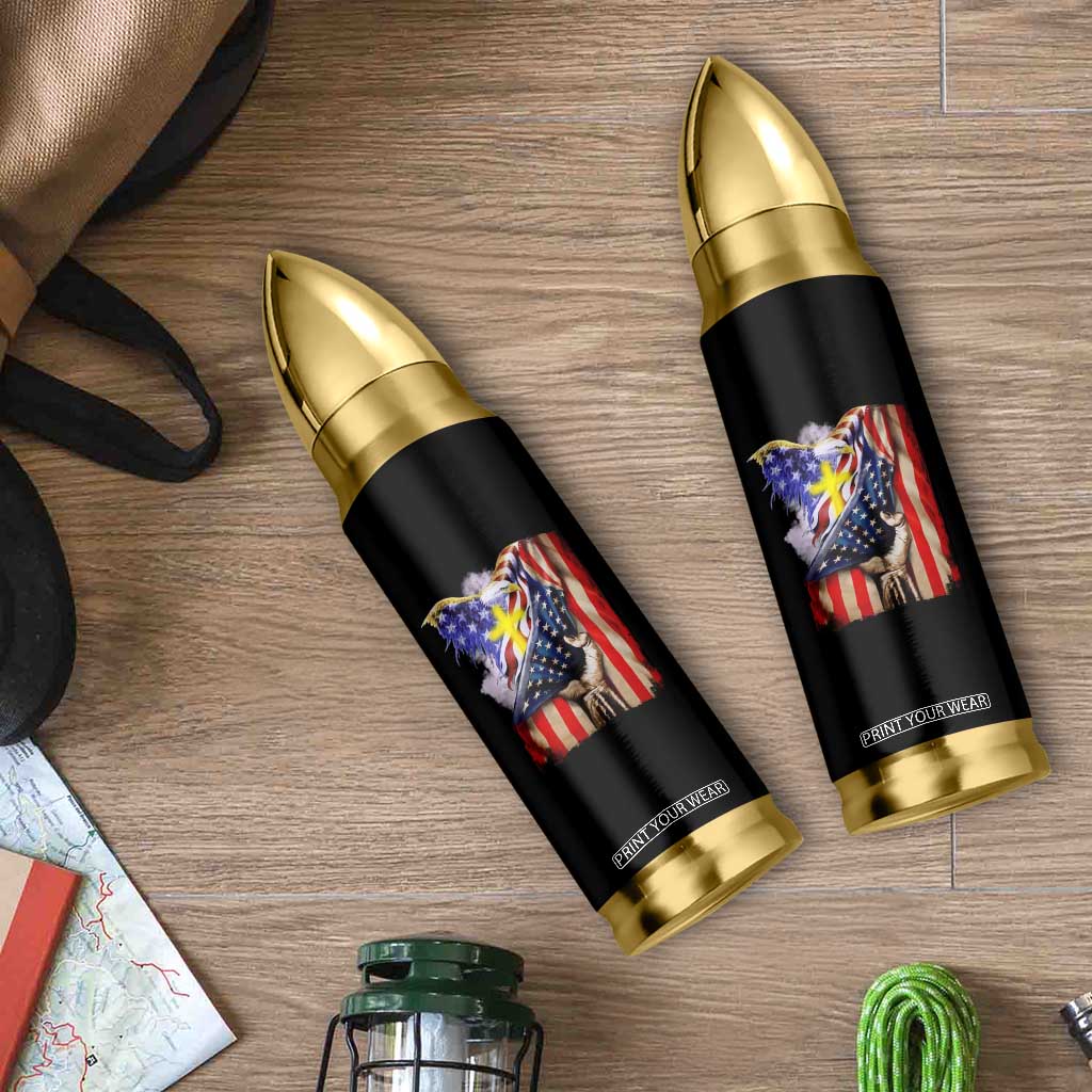Patriotic American Eagle Bullet Tumbler US Flag Christian Cross One Nation Under God TS02 Print Your Wear