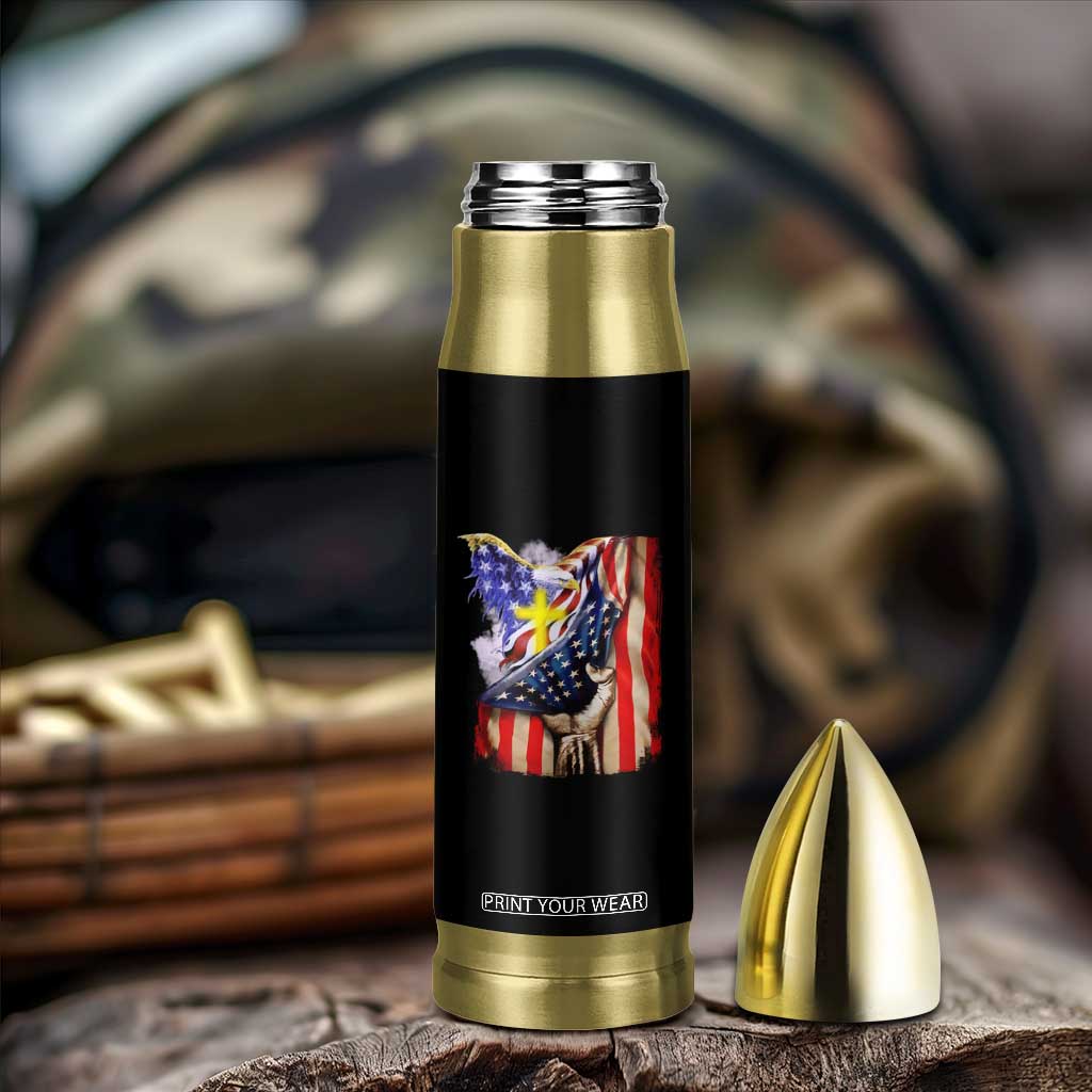 Patriotic American Eagle Bullet Tumbler US Flag Christian Cross One Nation Under God TS02 Print Your Wear