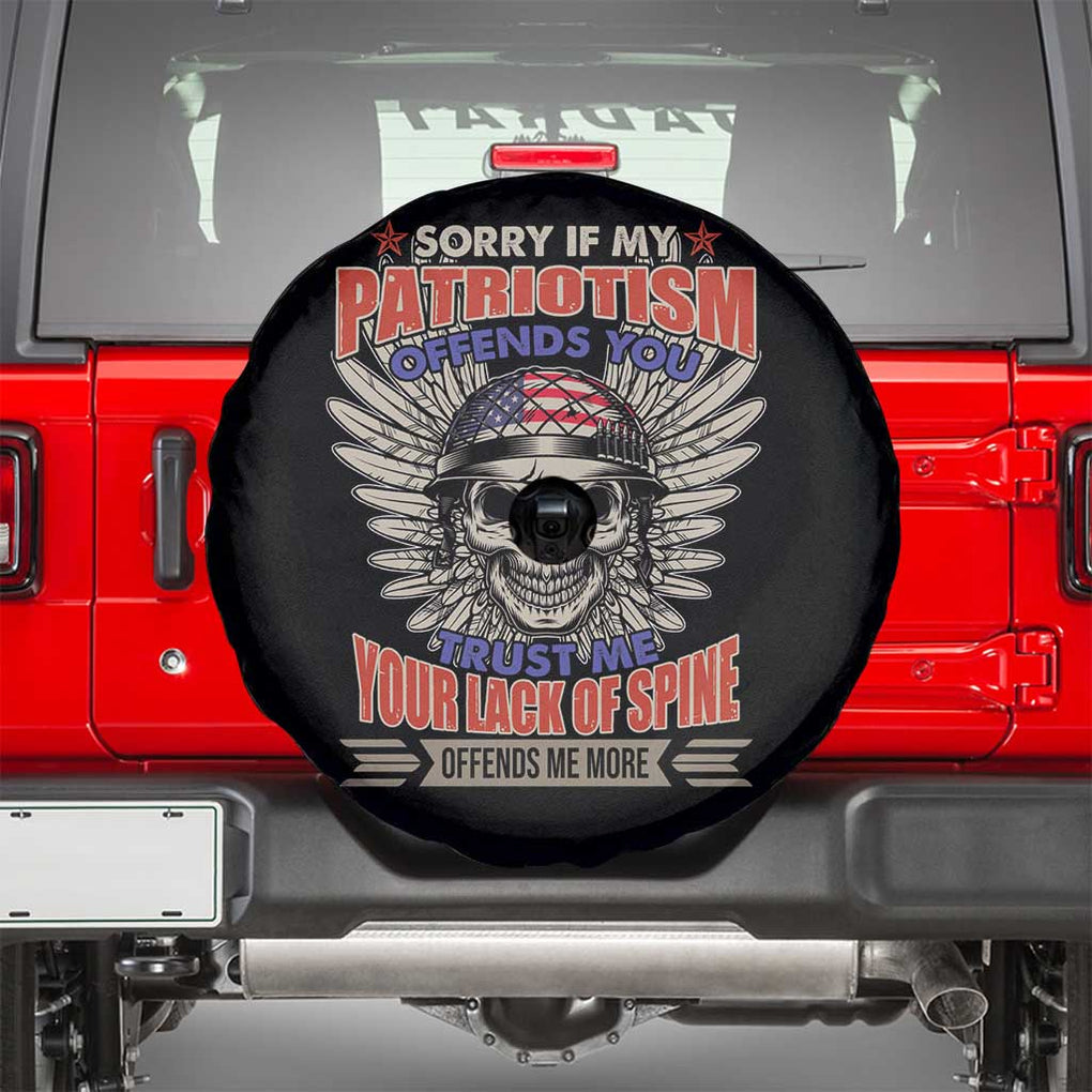 American Patriotic Skull Spare Tire Cover Sorry If My Patriotism Offends You US Veteran Patriots TS02 Black Print Your Wear