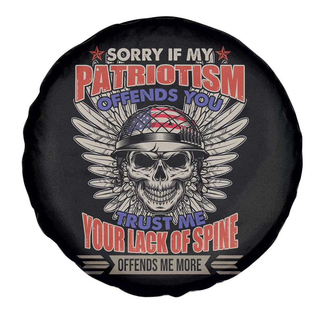 American Patriotic Skull Spare Tire Cover Sorry If My Patriotism Offends You US Veteran Patriots TS02 Print Your Wear