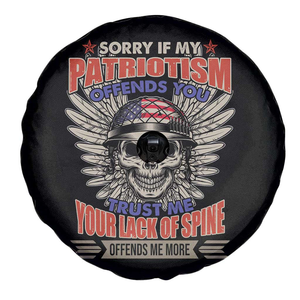 American Patriotic Skull Spare Tire Cover Sorry If My Patriotism Offends You US Veteran Patriots TS02 Print Your Wear