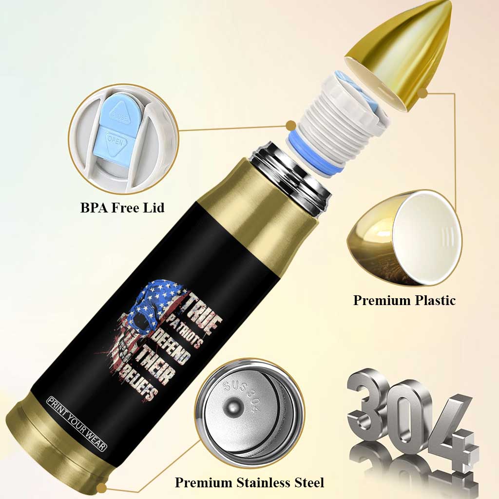 American Patriotic Skull Bullet Tumbler True Patriots Defends Their Beliefs Spirit US Flag TS02 Print Your Wear