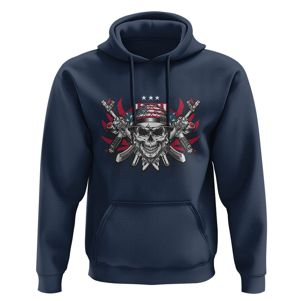 Patriotic Soldier Skull Hoodie 4th of July American Flag US Pride TS02 Navy Print Your Wear