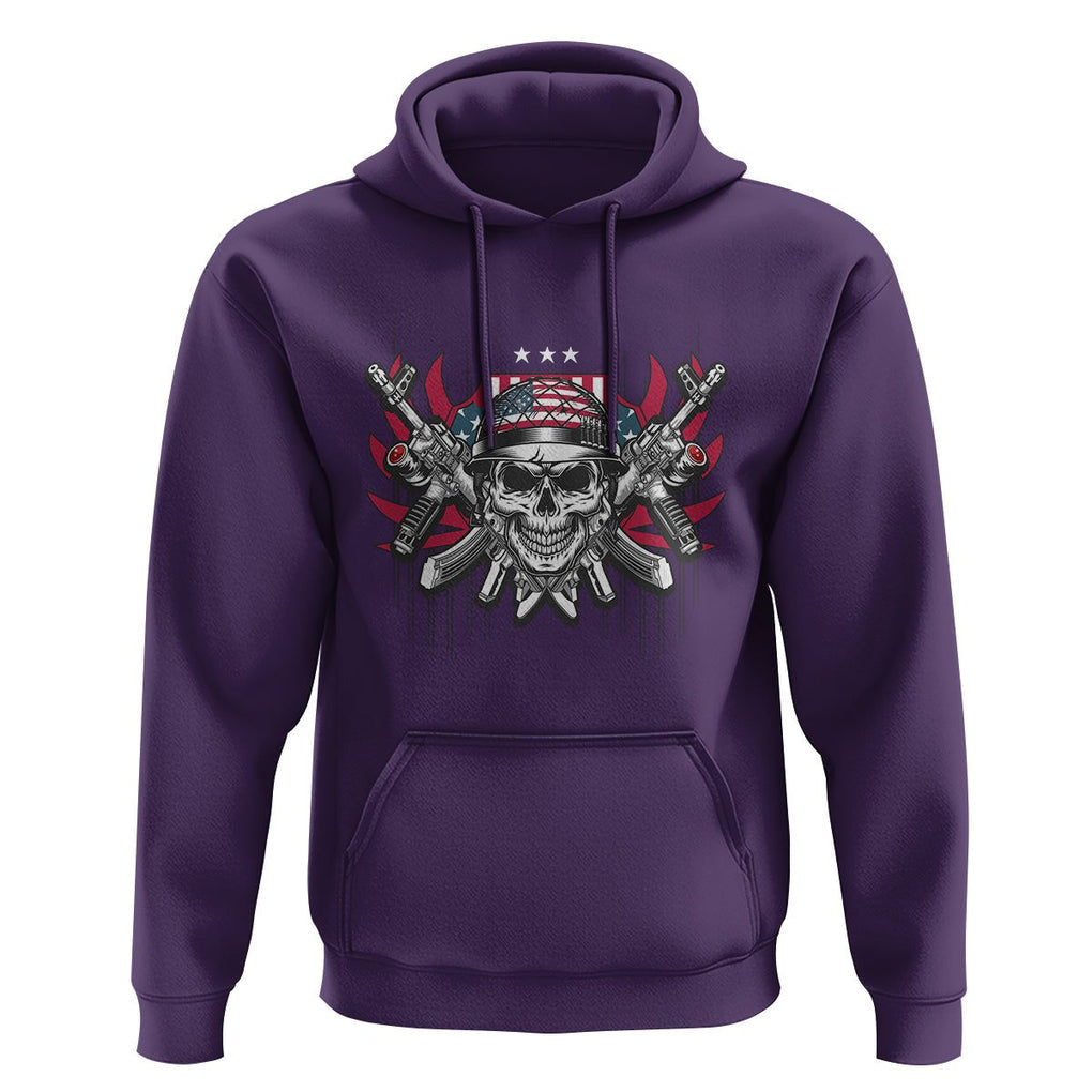 Patriotic Soldier Skull Hoodie 4th of July American Flag US Pride TS02 Purple Print Your Wear
