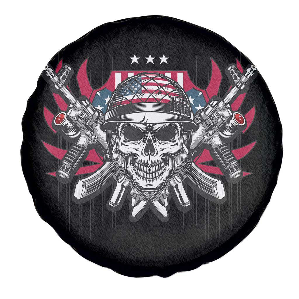 Patriotic Soldier Skull Spare Tire Cover - American Flag Military Pride Protection TS02 Print Your Wear