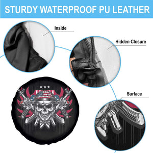 Patriotic Soldier Skull Spare Tire Cover - American Flag Military Pride Protection TS02 Print Your Wear