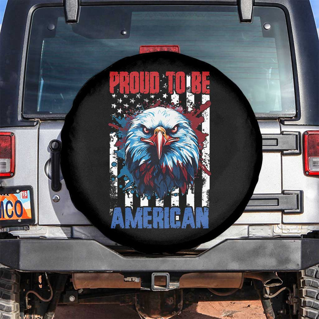 Patriotic Eagle Spare Tire Cover Proud To Be American US Pride 4th of July Flag TS02 No hole Black Print Your Wear