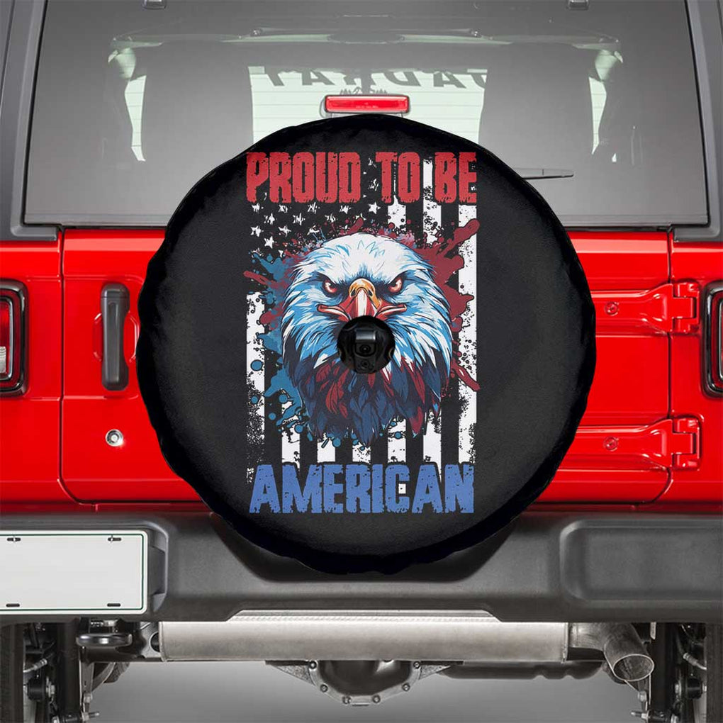 Patriotic Eagle Spare Tire Cover Proud To Be American US Pride 4th of July Flag TS02 Black Print Your Wear
