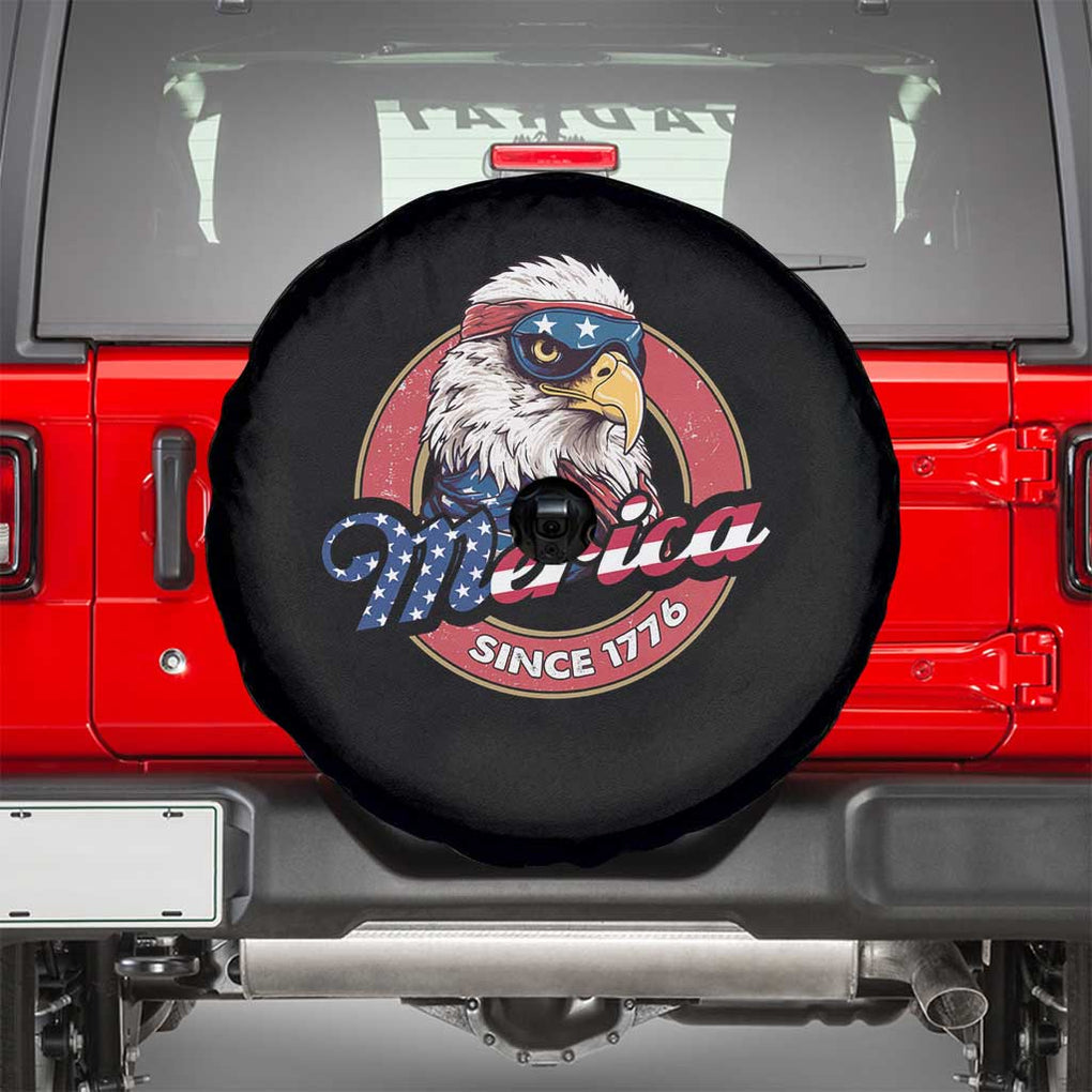 Patriotic American Eagle Spare Tire Cover Merica Since 1776 Freedom Tour 4th of July Independence Day TS02 Black Print Your Wear