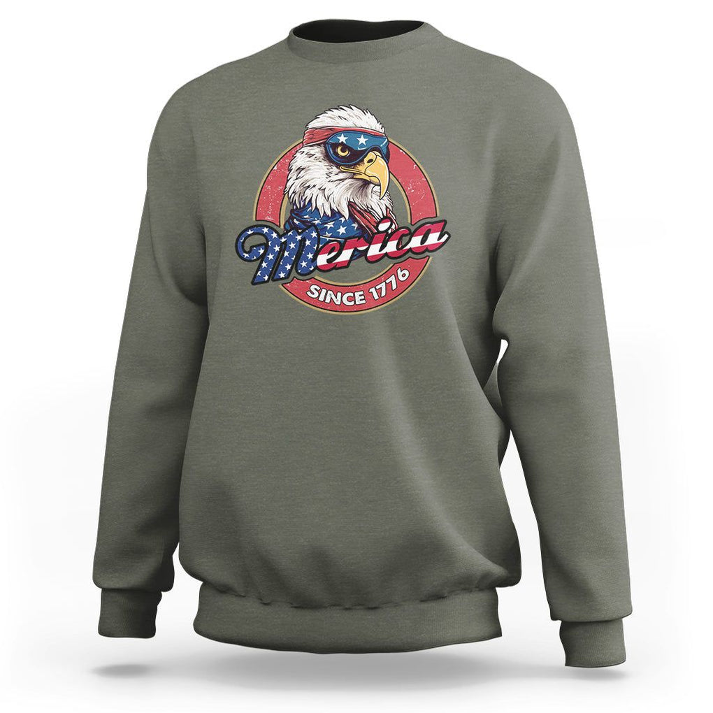 Patriotic American Eagle Sweatshirt Merica Since 1776 Freedom Tour 4th of July Independence Day TS02 Military Green Print Your Wear