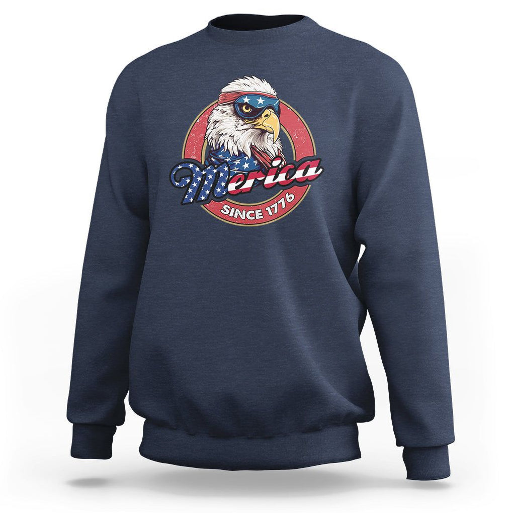 Patriotic American Eagle Sweatshirt Merica Since 1776 Freedom Tour 4th of July Independence Day TS02 Navy Print Your Wear