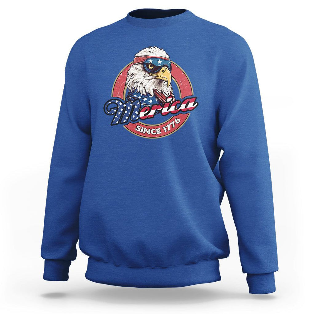 Patriotic American Eagle Sweatshirt Merica Since 1776 Freedom Tour 4th of July Independence Day TS02 Royal Blue Print Your Wear
