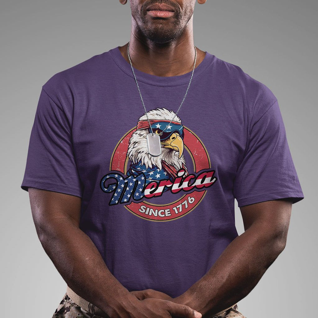 Patriotic American Eagle T Shirt Merica Since 1776 Freedom Tour 4th of July Independence Day TS02 Purple Print Your Wear