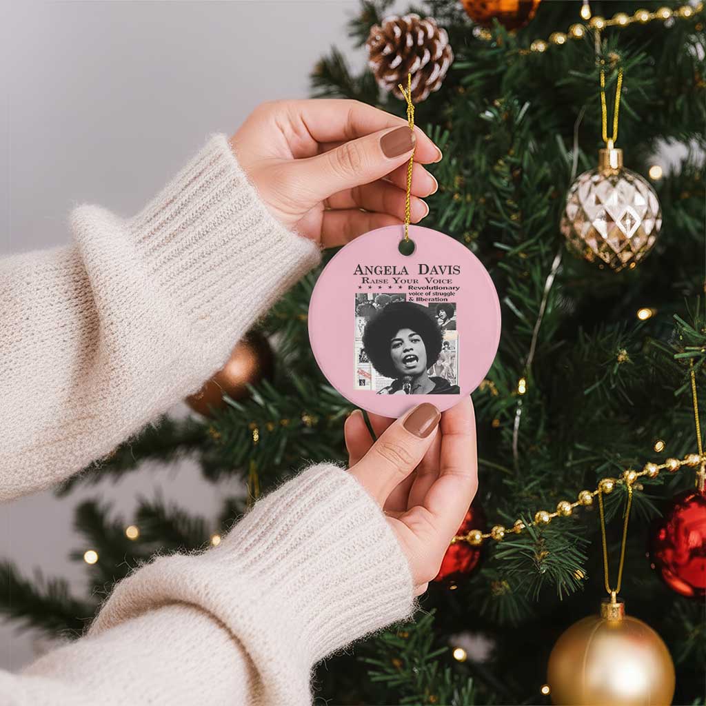 Angela Davis Ceramic Ornament Raise Your Voice Revolutionary Power Liberation TS02 1pc Light Pink Print Your Wear