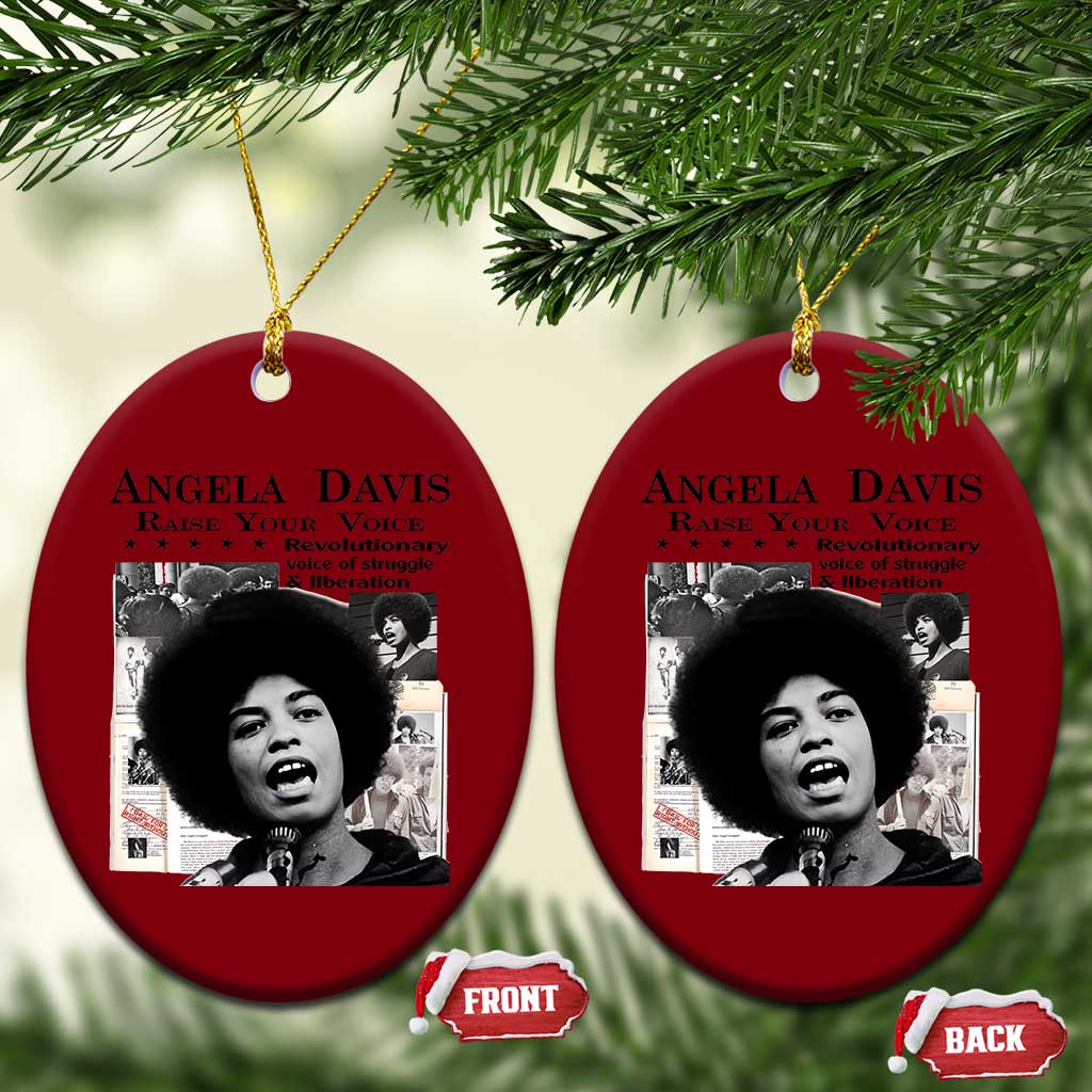 Angela Davis Ceramic Ornament Raise Your Voice Revolutionary Power Liberation TS02 Print Your Wear