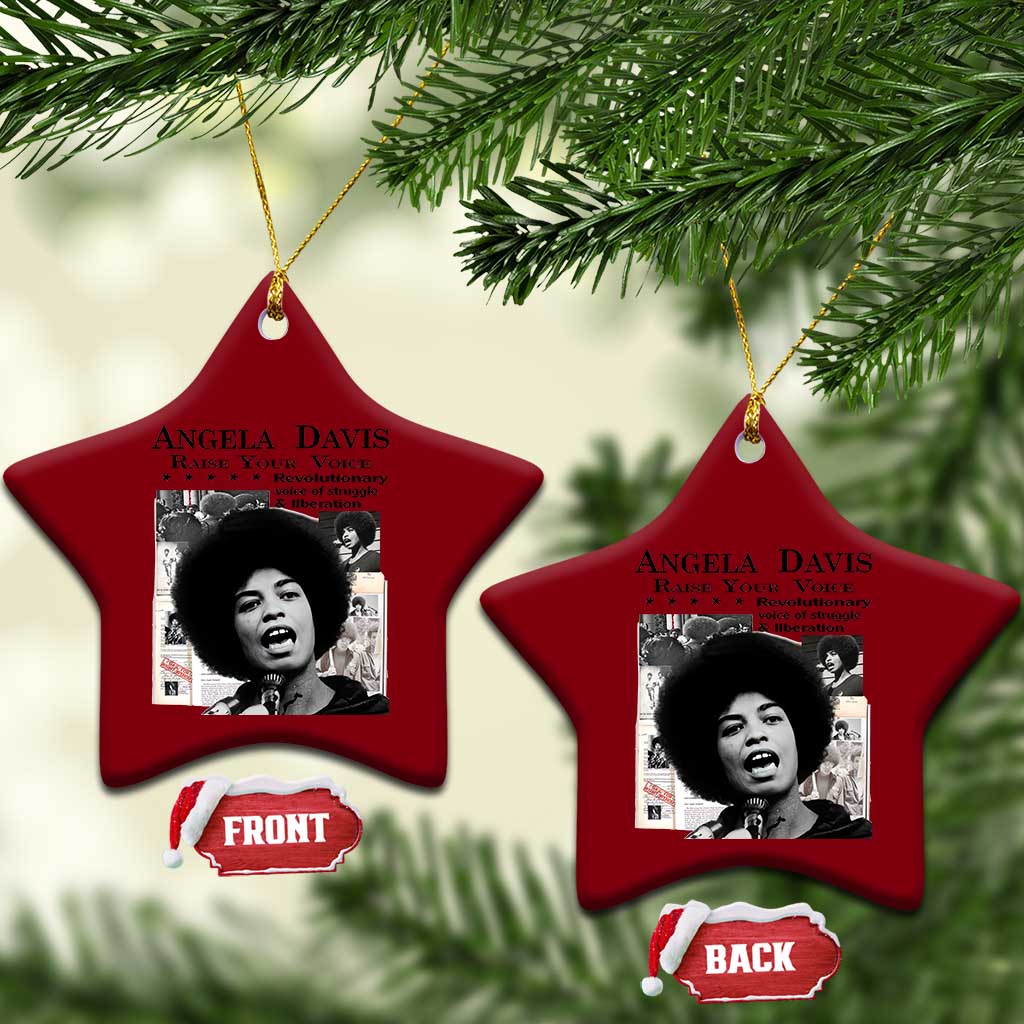 Angela Davis Ceramic Ornament Raise Your Voice Revolutionary Power Liberation TS02 Print Your Wear