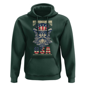 Uncle Sam Hoodie My Pronouns Are USA TS02 Dark Forest Green Print Your Wear
