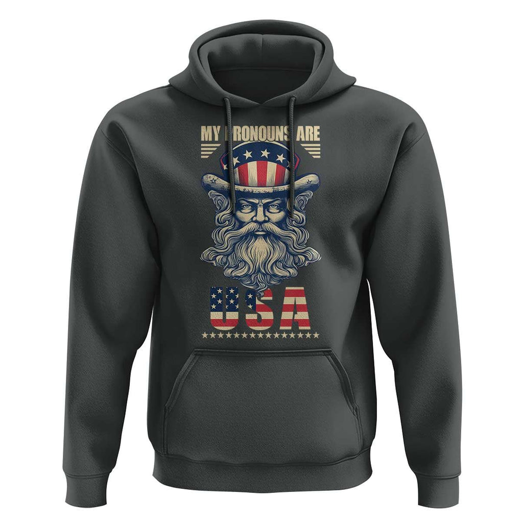 Uncle Sam Hoodie My Pronouns Are USA TS02 Dark Heather Print Your Wear