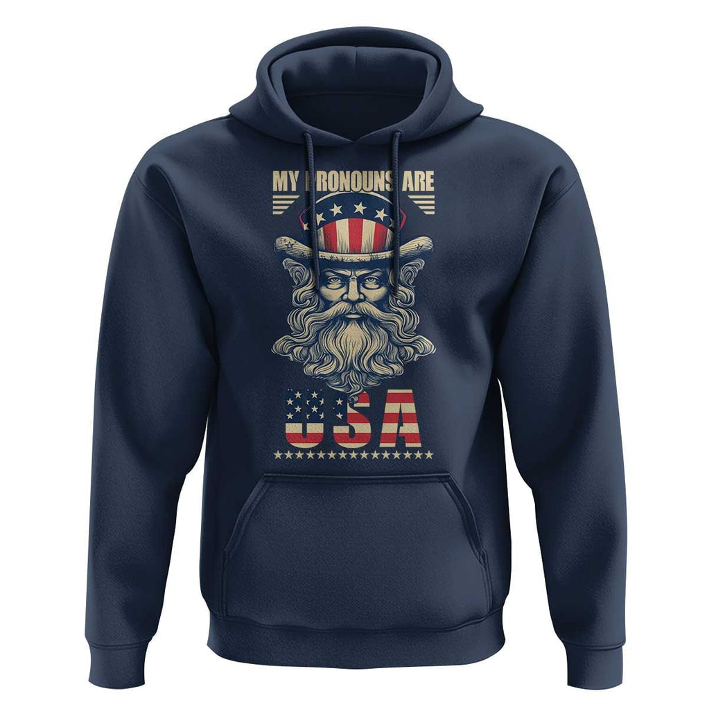 Uncle Sam Hoodie My Pronouns Are USA TS02 Navy Print Your Wear