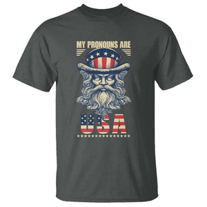 Uncle Sam T Shirt My Pronouns Are USA TS02 Dark Heather Print Your Wear
