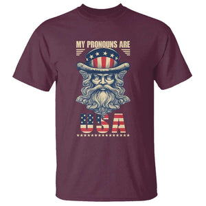 Uncle Sam T Shirt My Pronouns Are USA TS02 Maroon Print Your Wear