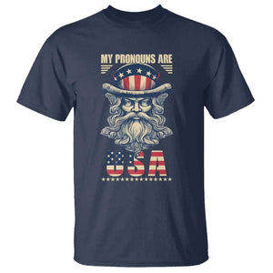 Uncle Sam T Shirt My Pronouns Are USA TS02 Navy Print Your Wear