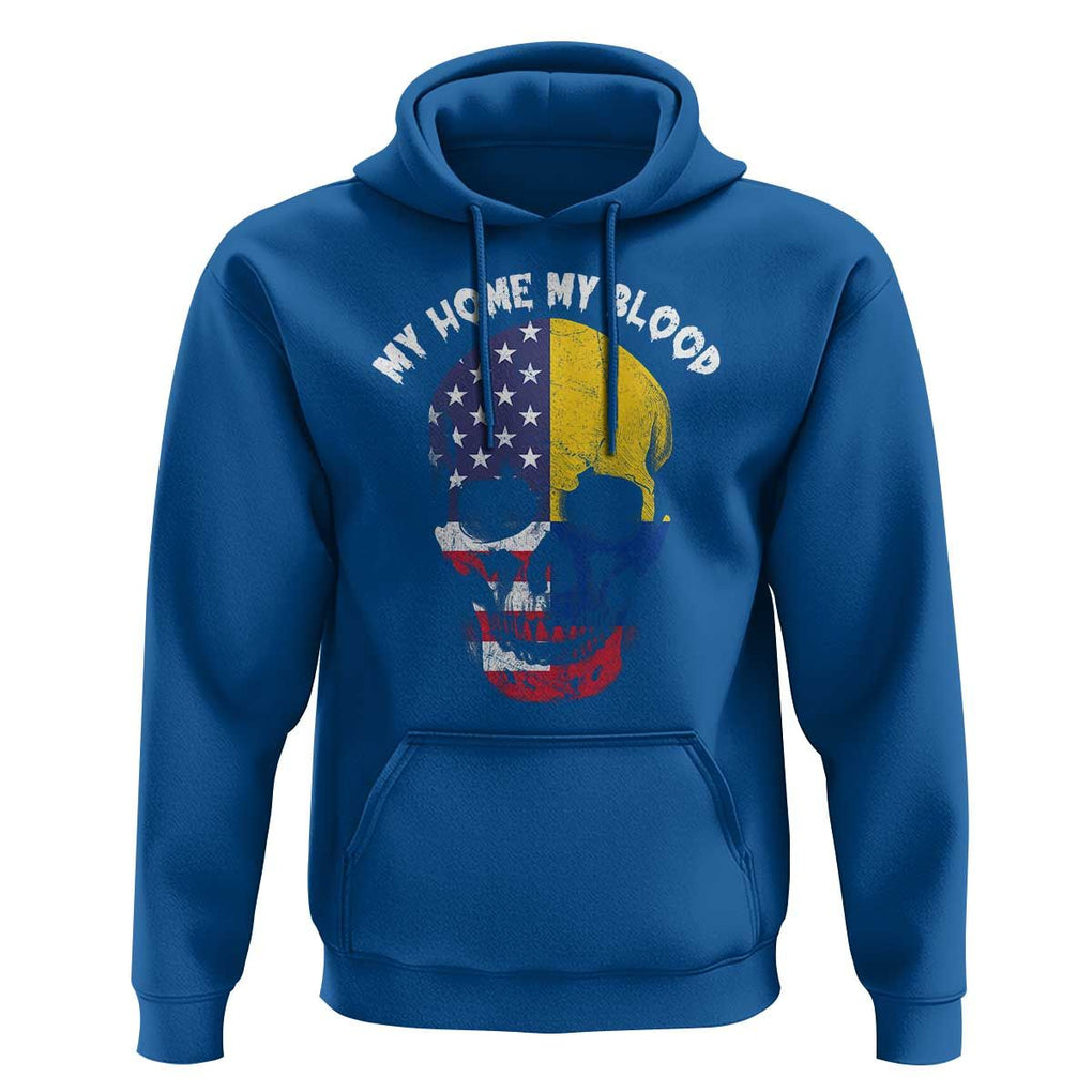 Colombian American Skull Hoodie My Home My Blood Flags TS02 Royal Blue Print Your Wear