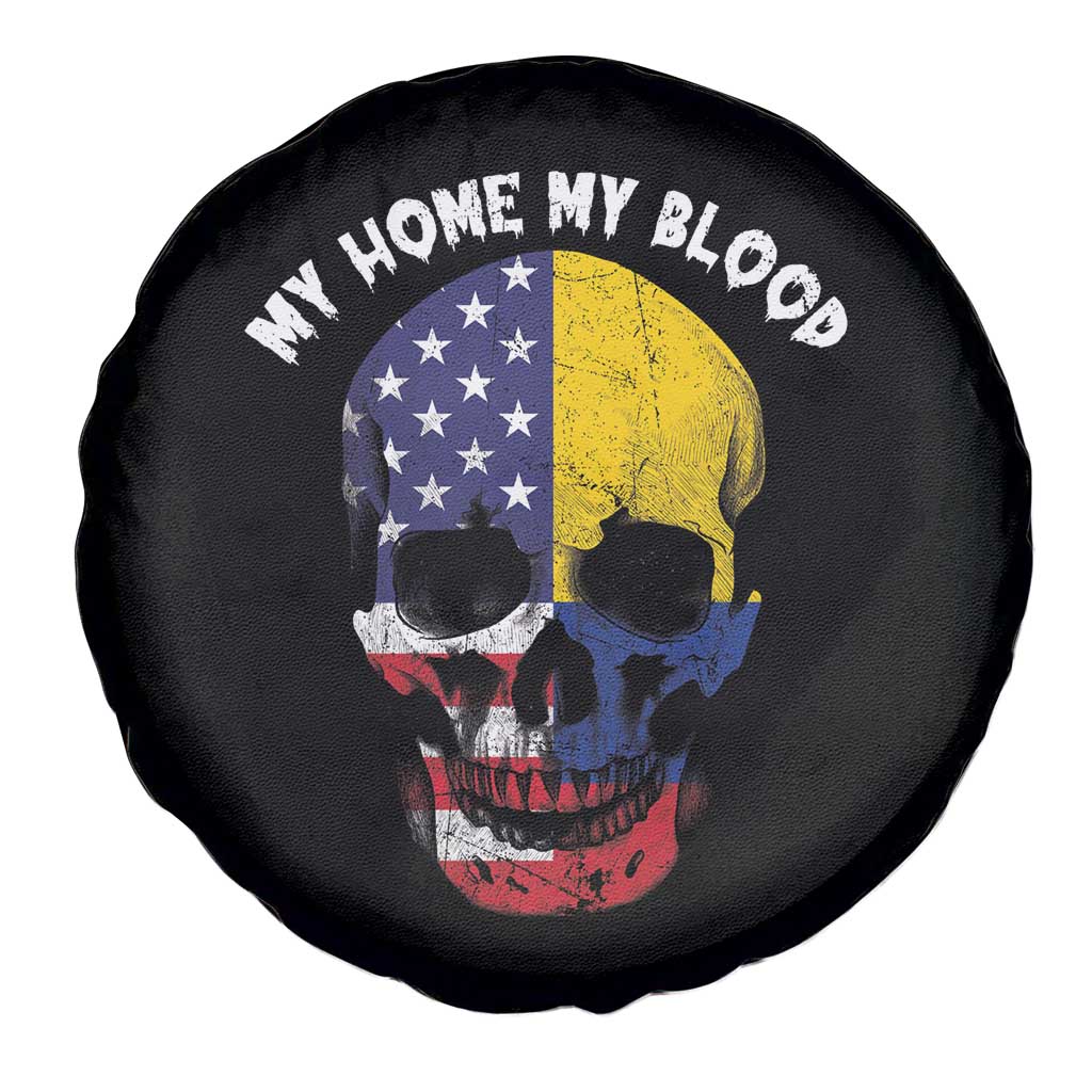 Colombian American Skull Spare Tire Cover My Home My Blood USA COL Flags TS02 Print Your Wear