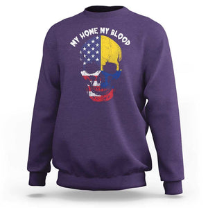 Colombian American Skull Sweatshirt My Home My Blood Flags TS02 Purple Print Your Wear
