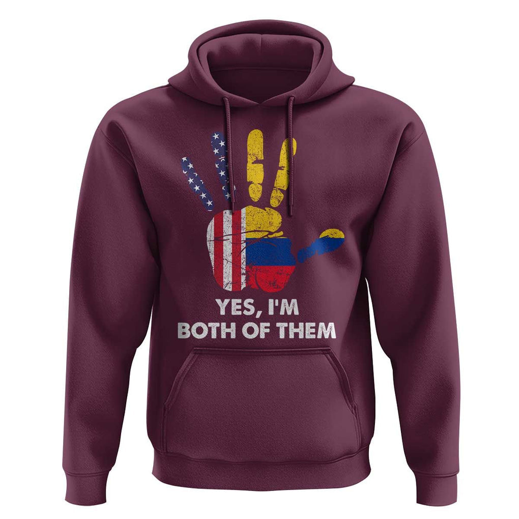 Colombian American Hoodie Yes I'm Both Of Them Flags Hand TS02 Maroon Print Your Wear
