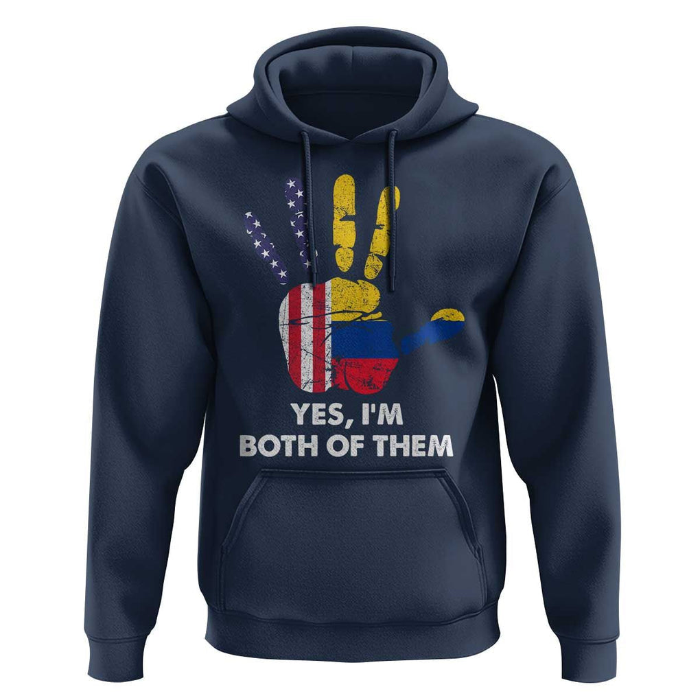 Colombian American Hoodie Yes I'm Both Of Them Flags Hand TS02 Navy Print Your Wear