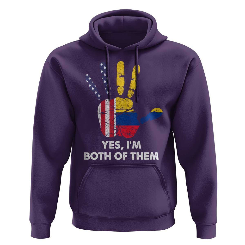 Colombian American Hoodie Yes I'm Both Of Them Flags Hand TS02 Purple Print Your Wear