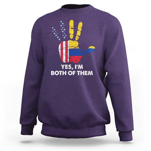 Colombian American Sweatshirt Yes I'm Both Of Them Flags Hand TS02 Purple Print Your Wear