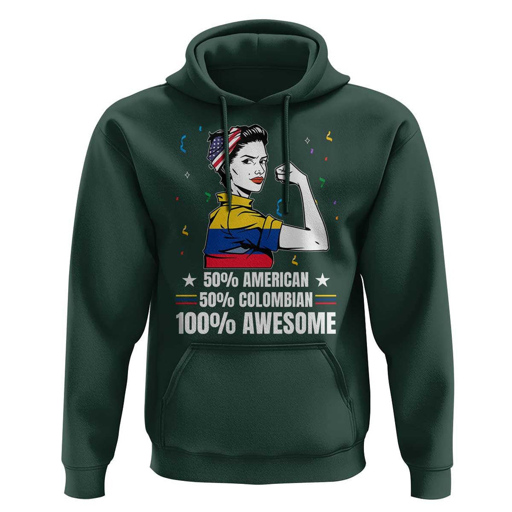 Colombian American Hoodie 50% American 50% Colombian 100% Awesome Messy Bun TS02 Dark Forest Green Print Your Wear