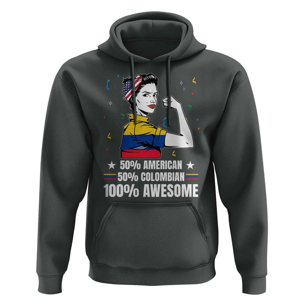 Colombian American Hoodie 50% American 50% Colombian 100% Awesome Messy Bun TS02 Dark Heather Print Your Wear