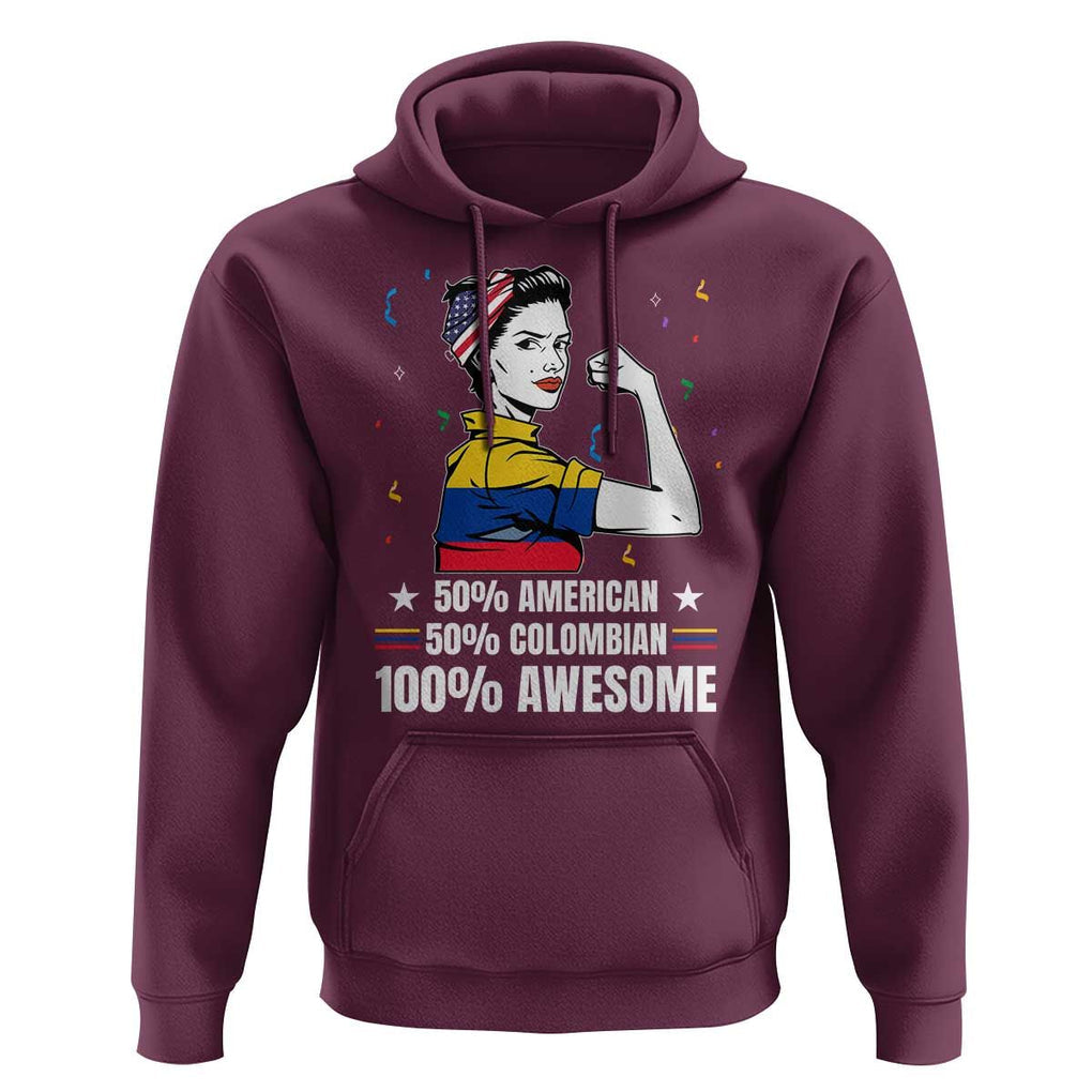 Colombian American Hoodie 50% American 50% Colombian 100% Awesome Messy Bun TS02 Maroon Print Your Wear