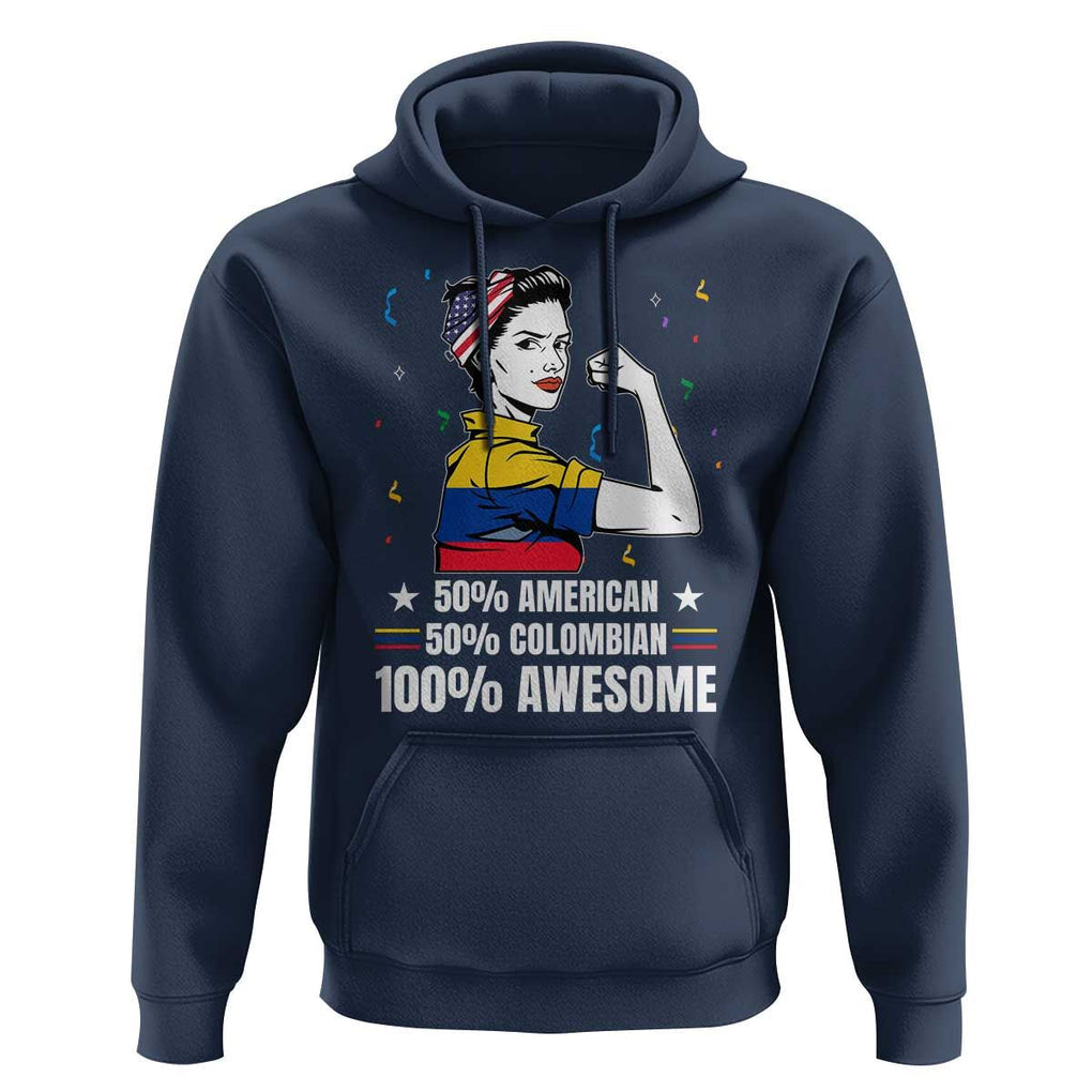 Colombian American Hoodie 50% American 50% Colombian 100% Awesome Messy Bun TS02 Navy Print Your Wear