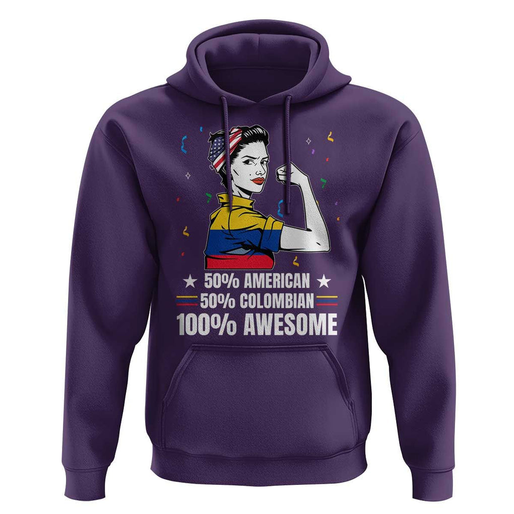 Colombian American Hoodie 50% American 50% Colombian 100% Awesome Messy Bun TS02 Purple Print Your Wear