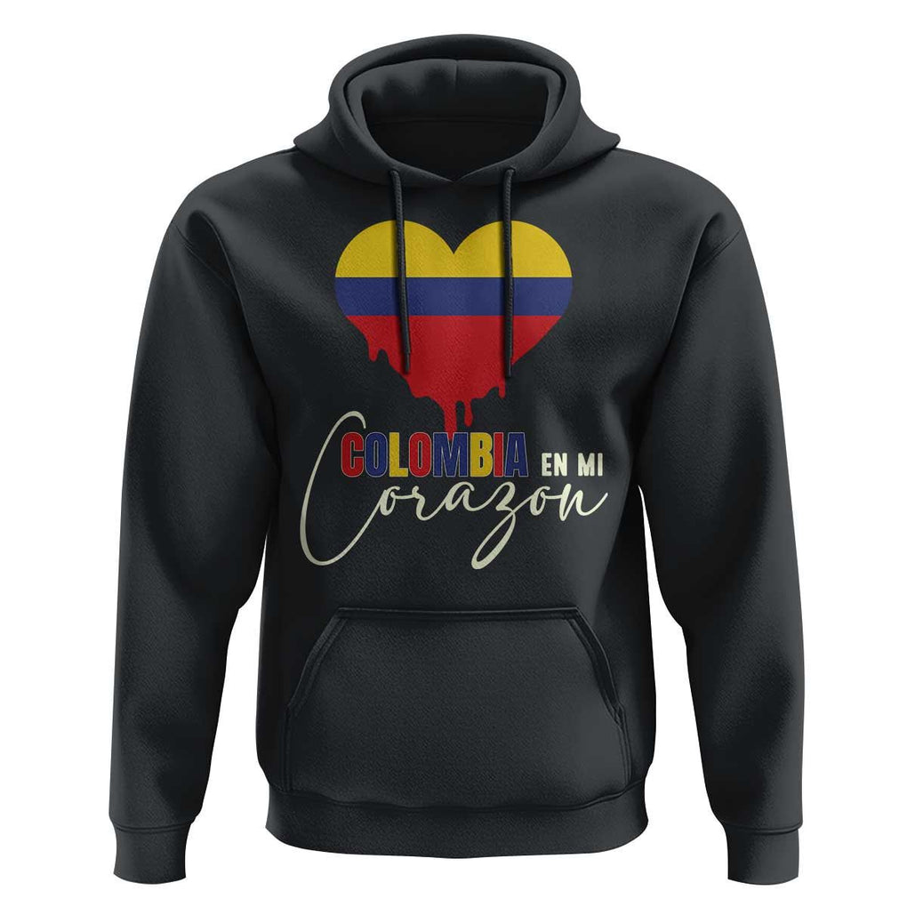 Colombia Pride Hoodie En Mi Coragon Colombian Flag Heart TS02 Black Print Your Wear