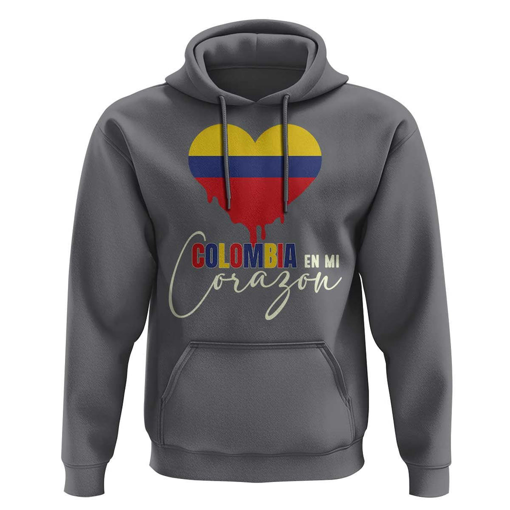 Colombia Pride Hoodie En Mi Coragon Colombian Flag Heart TS02 Charcoal Print Your Wear