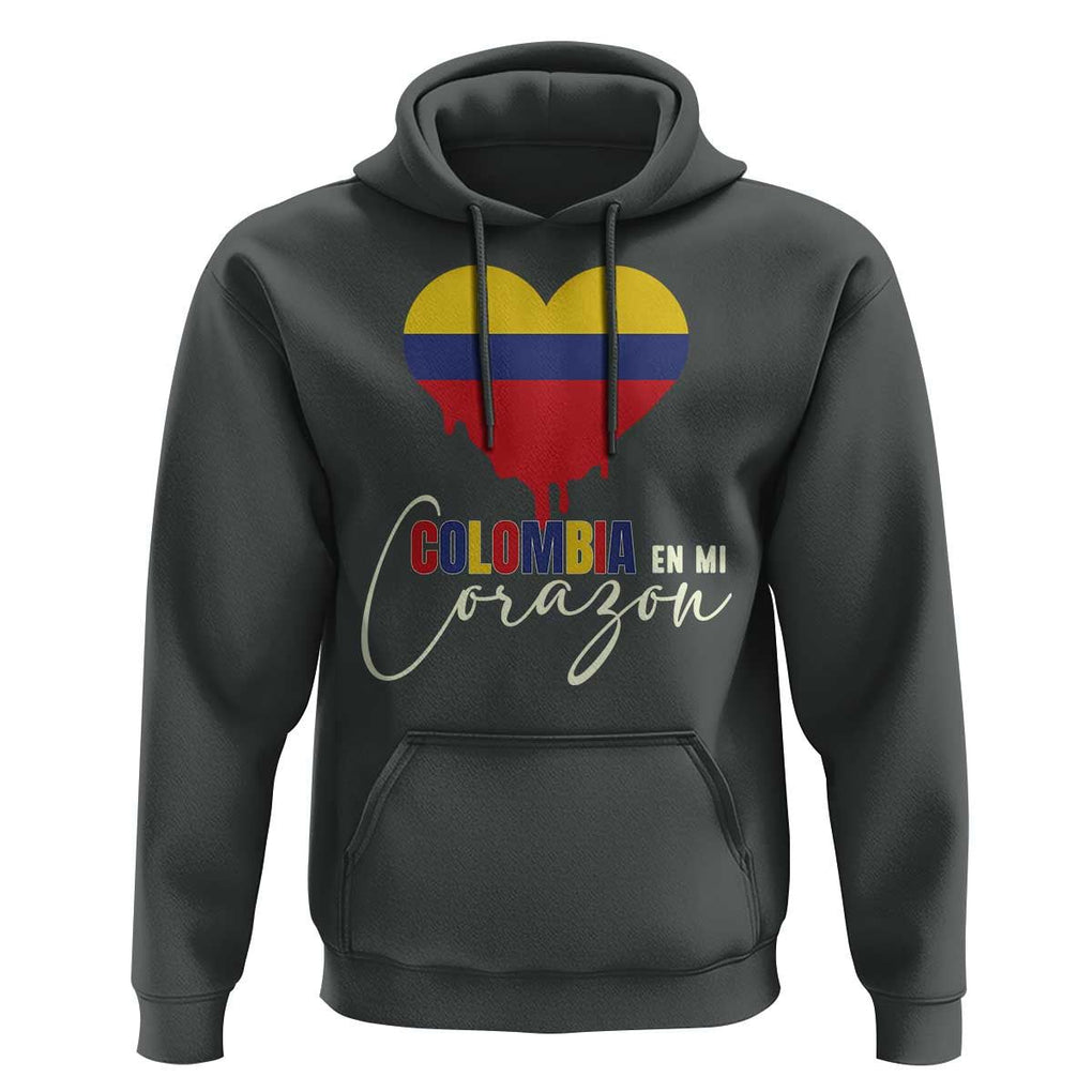 Colombia Pride Hoodie En Mi Coragon Colombian Flag Heart TS02 Dark Heather Print Your Wear