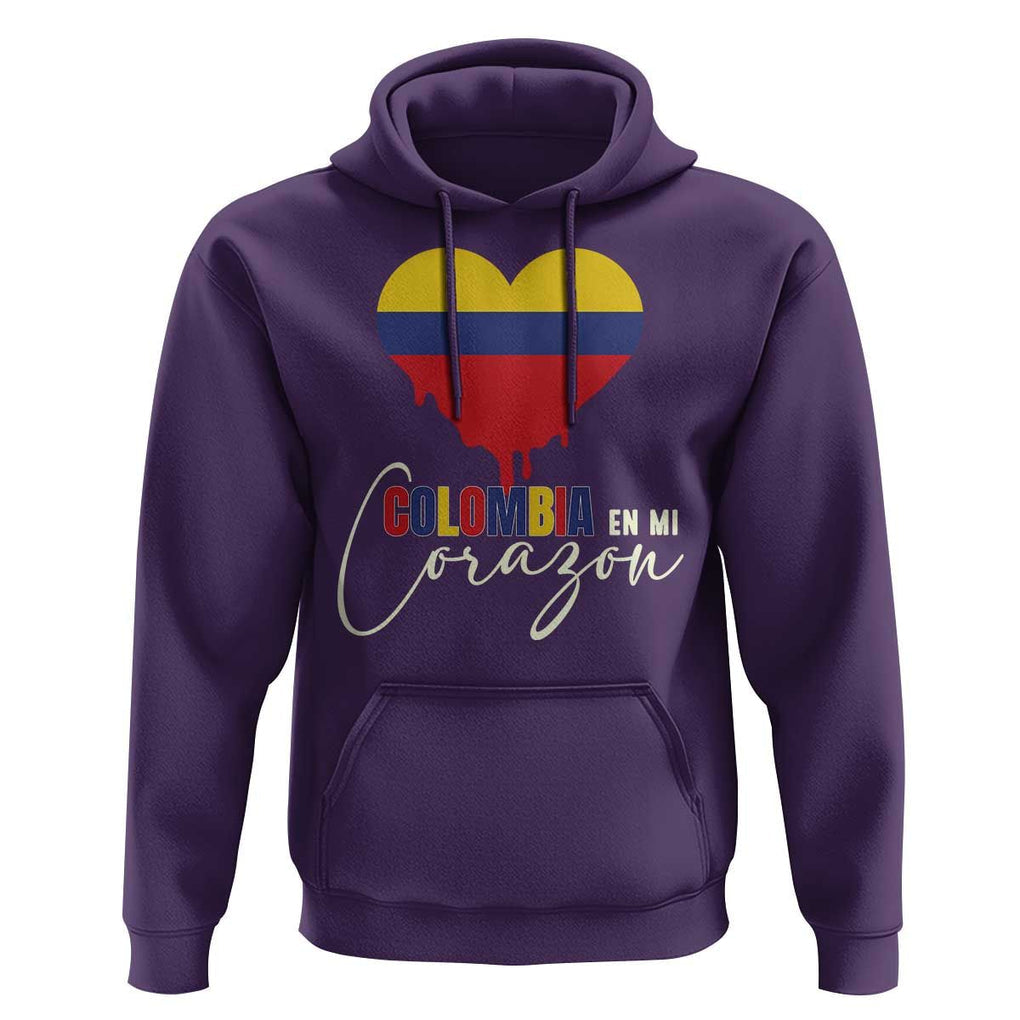 Colombia Pride Hoodie En Mi Coragon Colombian Flag Heart TS02 Purple Print Your Wear