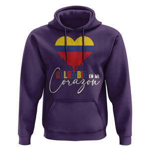 Colombia Pride Hoodie En Mi Coragon Colombian Flag Heart TS02 Purple Print Your Wear