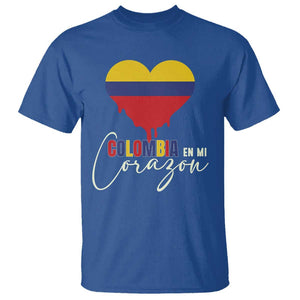Colombia Pride T Shirt - En Mi Corazon Colombian Flag Heart Heritage Tee TS02 Royal Blue Print Your Wear