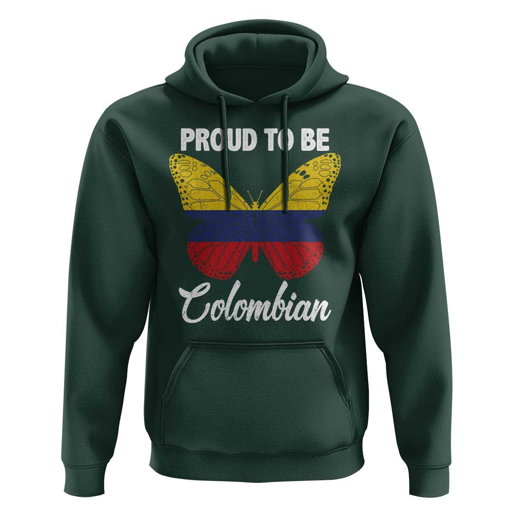 Colombia Pride Hoodie Proud To Be Colombian Butterfly TS02 Dark Forest Green Print Your Wear