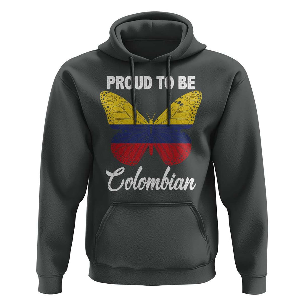 Colombia Pride Hoodie Proud To Be Colombian Butterfly TS02 Dark Heather Print Your Wear